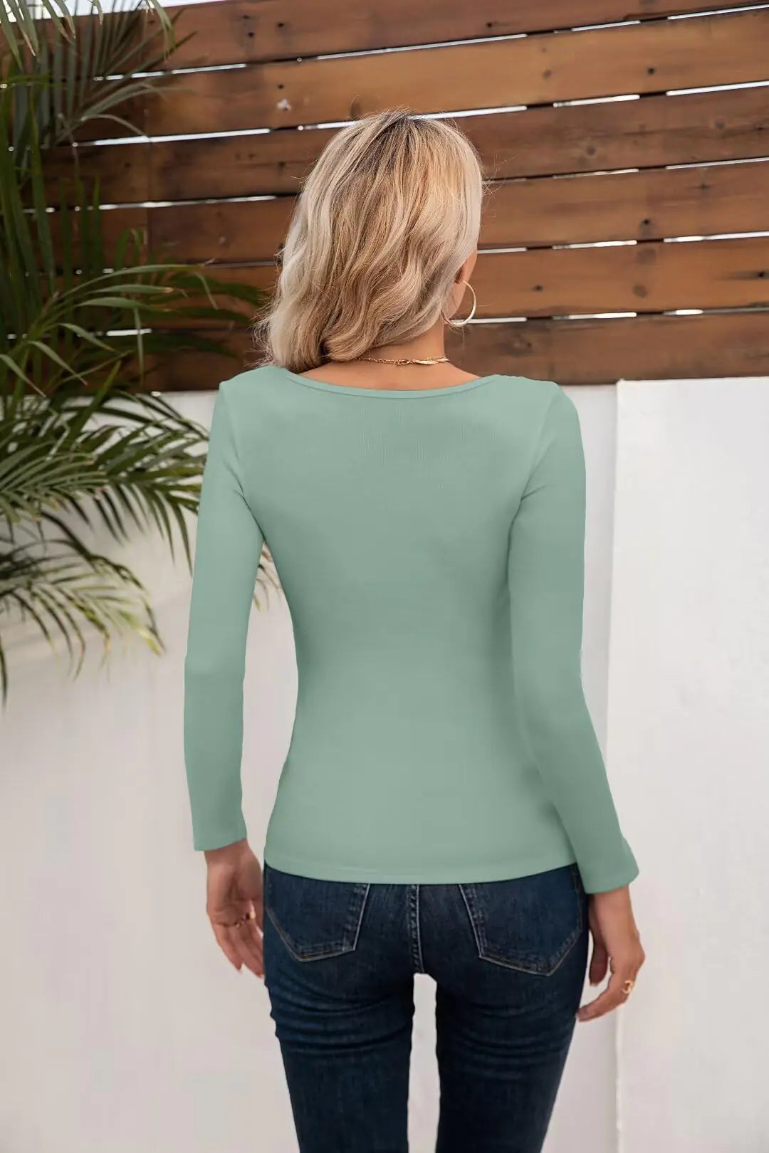 VICHYIE Women's Ribbed Cutout Long-Sleeve Top - Moss Green